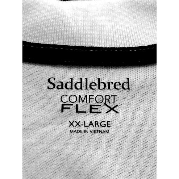 Lot of 3 Saddlebred Comfort Flex Mens Shirts XXL 2 Button Close White Blue Black - Picture 3 of 14